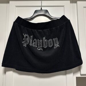 Playboy rhinestone embellished Black Mini Skirt